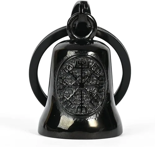 Campanas Gremlin para motocicletas: Viking Vegvisir Nordic Motorcycle Bell Angel Llavero con llavero | Accesorio de motociclista para la suerte toda