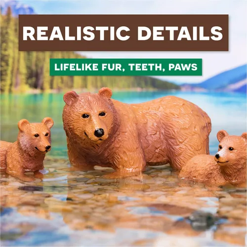 Miniatura 7 de Terra by Battat Conjunto familiar realista de oso pardo - 4 figuras de animales de plástico para niños, animales educativos de zoológico y juguetes