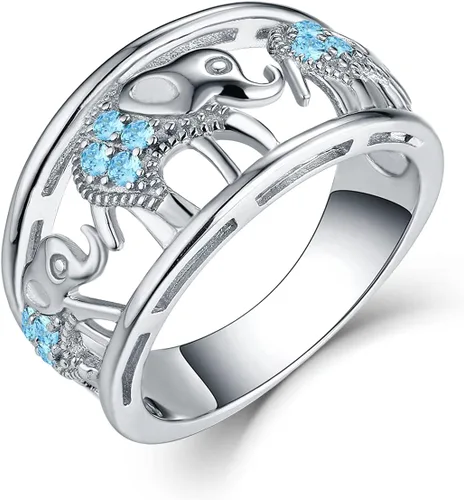 Miniatura 13 de JO WISDOM Anillo de elefante de plata de ley 925 con circonita cúbica