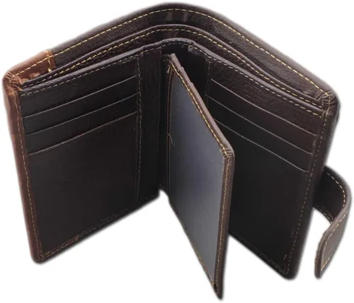 Miniatura 42 de Hombres Cool Eagle Wolf Caballo Totem Cuero Vaca Vertical Cartera Cremallera Multi-tarjeta Titular, Tótem de caballo, Minimalista