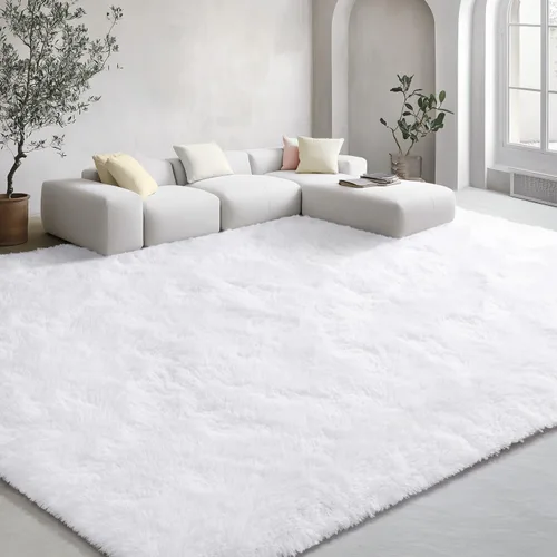 Miniatura 93 de EVOIONOS - Alfombra redonda gris para dormitorio, 5x5 pies; alfombras circulares suaves y esponjosas para sala de estar, alfombras de felpa peludas