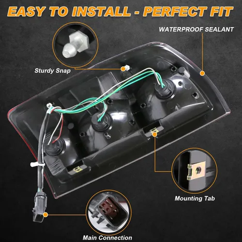 Miniatura 3 de Conjunto de Luces Traseras Compatible con 2002-2006 Dodge Ram 1500 2500 3500 Pickup, Tipo Halógeno NO LED, Modelo para Conductor y Acompañante