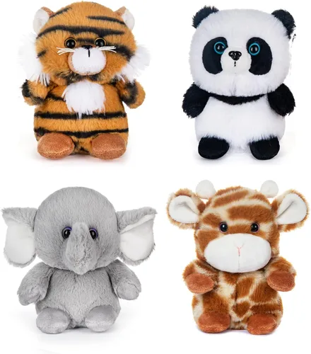 Miniatura 10 de My OLi Juego de juguetes de peluche de Navidad, 6 unidades de animales de peluche suaves de alta calidad, personajes navideños con Papá Noel, muñeco