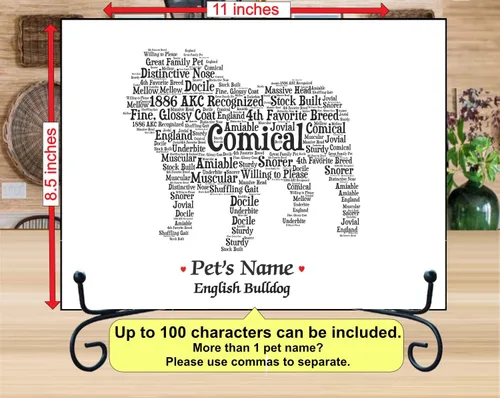 Miniatura 2 de PetArt.us Bulldog inglés – Impresión artística personalizada – Nombre de mascota personalizado, regalo para los amantes de los perros o recuerdo