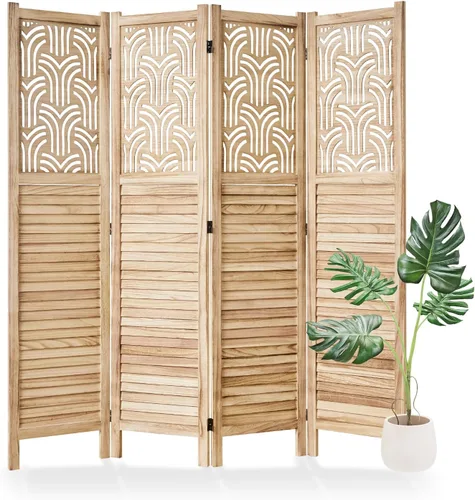 Miniatura 10 de Svimi Divisor de Habitación Plegable, 66.9 Pulgadas 4 Paneles Pantallas de Privacidad Talladas en Madera, Montaje Fácil Independiente Portátil Pared