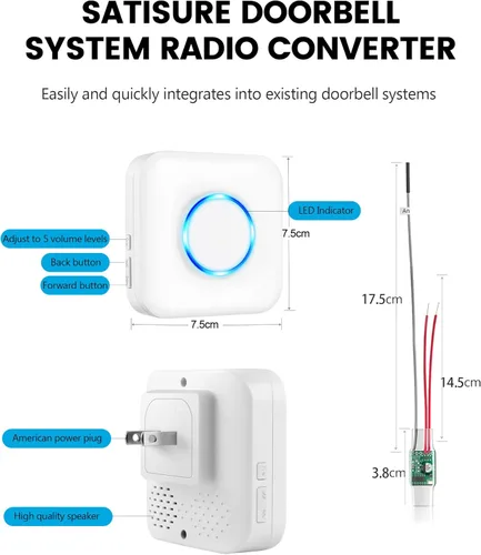Miniatura 9 de Satisure Timbre inalámbrico para timbre de puerta Google Nest (con cable, 2ª Gen y 3ª Gen) Extensor de timbre con receptor se conecta a 58 timbres