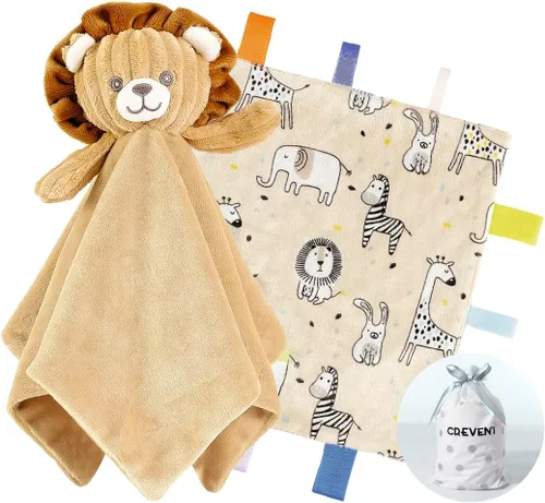Miniatura 24 de CREVENT - Manta de felpa acogedora para bebé, mantita de seguridad con caras de animales para niños pequeños, regalo para bebés recién nacidos