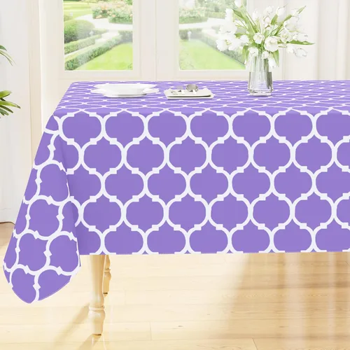 Miniatura 45 de Smiry Mantel redondo de plástico para mesa, mantel de vinilo impermeable con parte trasera de franela para mesas redondas, lavable y a prueba
