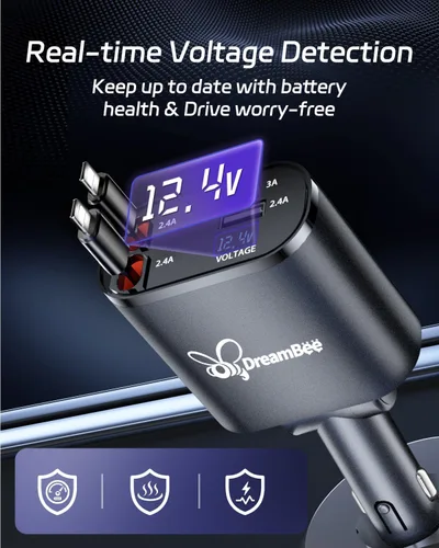 Miniatura 2 de Cargador retráctil para automóvil, cargador USB súper rápido para iPhone de automóvil, regalos para hombres y mujeres, accesorios para automóvil