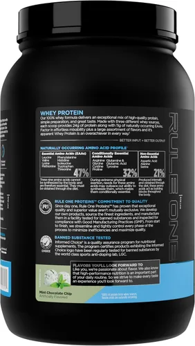 Miniatura 3 de Proteína de Suero Rule 1 – 24g (0.85 oz) de Proteína de Acción Rápida de Fuentes de Suero Puro con EAA y BCAA de Origen Natural para la Recuperación
