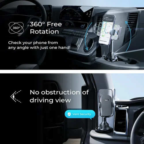 Miniatura 6 de LISEN Soporte para teléfono [sin sacudidas] Soporte de teléfono para automóvil, soporte ajustable de 360° para iPhone, accesorios de automóvil
