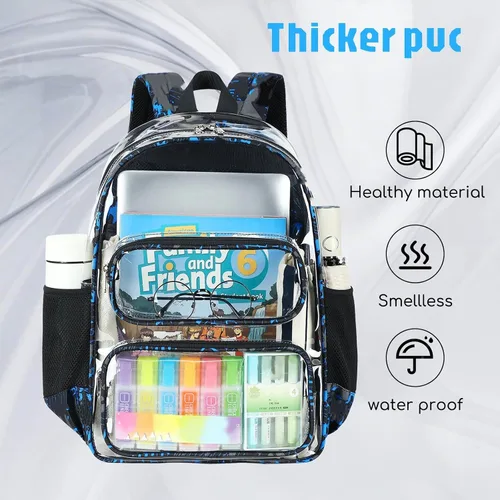 Miniatura 100 de CAMTOP Mochila transparente resistente y transparente para estudiantes, escuela, trabajo, festival, viajes, deportes, Beige, Mediana, Camtop Mochila