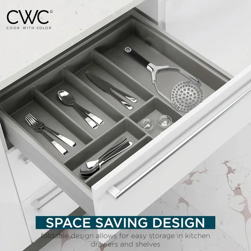 Miniatura 3 de Cook With Color Triturador de patatas de mano, acero inoxidable profesional con asas suaves y cómodas, triturador de alimentos, plegable