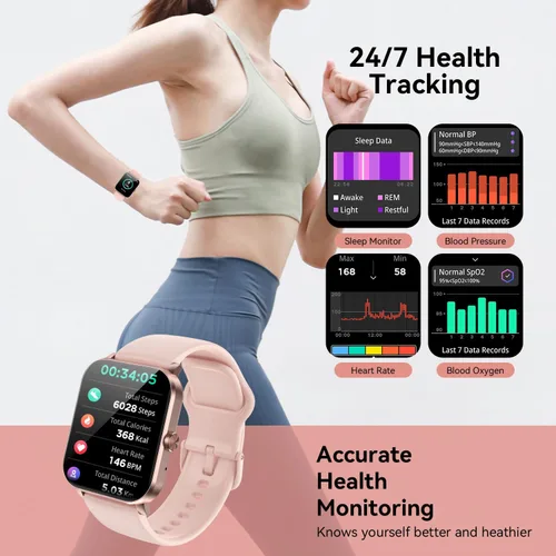Miniatura 4 de Reloj inteligente, reloj inteligente de 1.85 pulgadas para hombres y mujeres (respuesta/hacer llamadas), frecuencia cardíaca, monitor de sueño