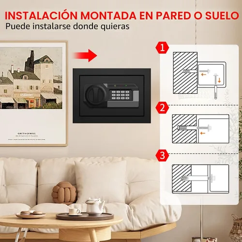 Miniatura 7 de Caja de seguridad pequeña contra incendios de 1.2 pies cúbicos para el hogar, caja de seguridad ignífuga, caja fuerte de seguridad con teclado