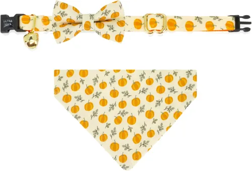 Miniatura 32 de Ultra Joys Collar de gato con campanas - Separable para gatitos y gatos - Estampado a cuadros naranja pequeño Solo cuello a cuadros