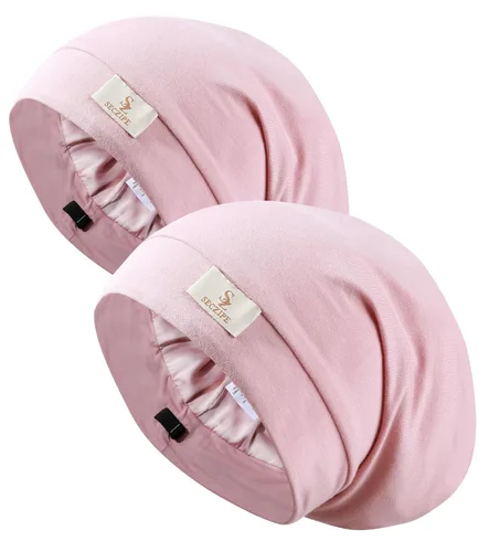 SECZIPE 2 piezas de envoltura de cabello de satén de seda para dormir, gorras ajustables de noche para cabello rizado natural para mujeres y hombres