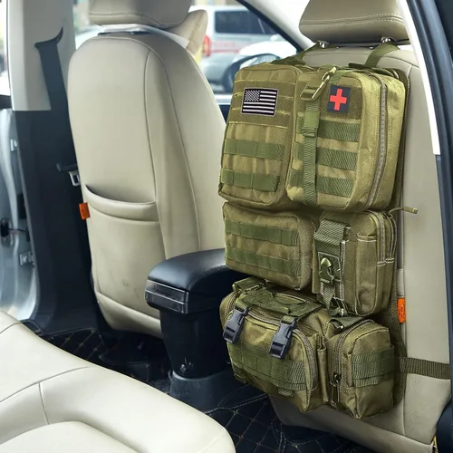 Miniatura 4 de Bolsa organizadora táctica universal para respaldo de asiento de automóvil, organizadores tácticos Molle para vehículos, panel de organizadores