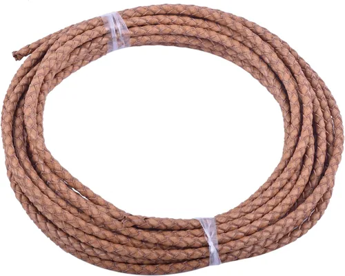 KONMAY 5 Yardas Cordón de Cuero Trenzado Natural Vintage de 3.0mm (0.118 in) para Hacer Joyas y Proyectos de Bricolaje, Cuerda de Corbata Bolo