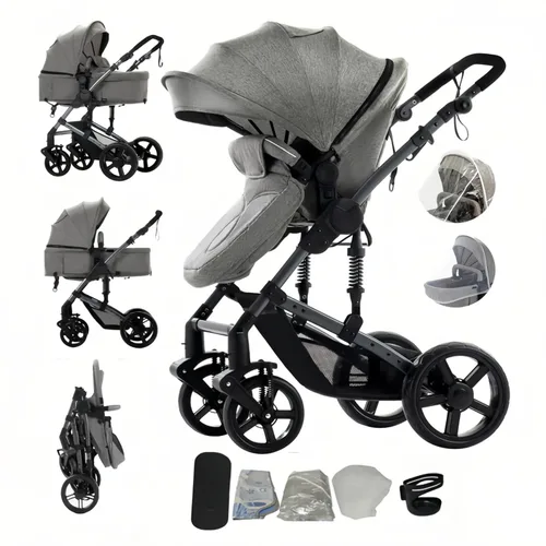 Miniatura 13 de Cochecito de bebé 2 en 1 con modo moisés, cochecito reversible, plegable con un solo clic, cochecito de viaje para recién nacido, cochecito