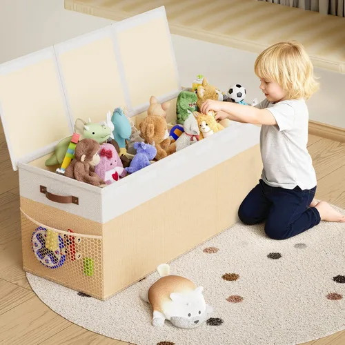 Miniatura 7 de Dayacoco Caja de juguetes extra grande con tapas, plegable, resistente, cajas organizadoras de almacenamiento de juguetes para niños y niñas, cesta