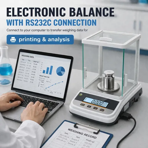 Miniatura 2 de Lab Analytical Balance - Báscula digital de precisión de 17.64 oz x 0.00 oz, con parabrisas e interfaz RS232, para laboratorios científicos