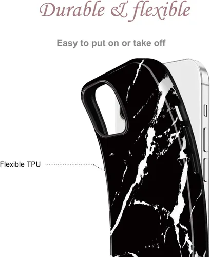 Miniatura 4 de Compatible con iPhone 12 Pro Funda iPhone 12 Funda de mármol delgada a prueba de golpes TPU suave goma silicona funda funda de teléfono negro