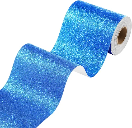 Miniatura 10 de Stickyart Papel tapiz con purpurina dorada, bordes de pared brillantes, despegar y pegar, para dormitorio, papel adhesivo extraíble con purpurina