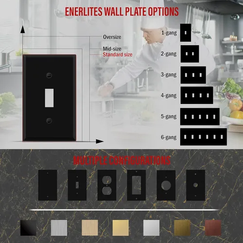 Miniatura 126 de ENERLITES Placa de Pared Metálica para Interruptor de Luz de Palanca, Acero Inoxidable 201, Resistente a la Corrosión, Tamaño Estándar 1-Gang 4.50