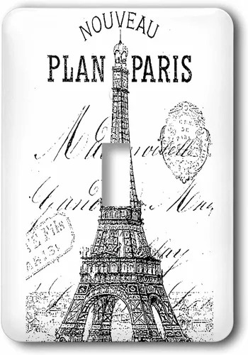 3dRose LLC lsp_110389_1 Nouveau Paris Vintage Torre Eiffel Interruptor de palanca individual, multicolor