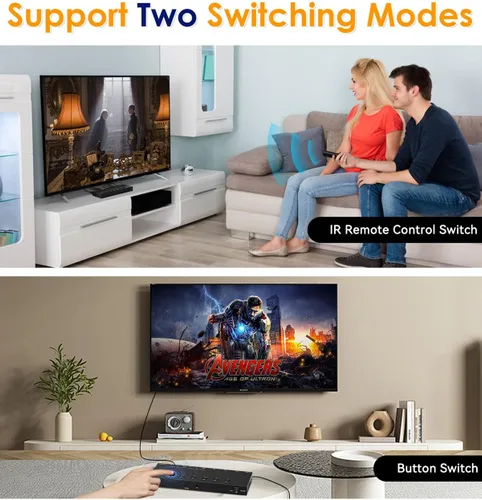 Miniatura 4 de Conmutador HDMI y AV 2 en 1 – Juega PS5 y juegos retro en 1 TV, 3 HDMI 2.0 (4K HDR) + 2 entradas RCA – Compatible con Xbox Series