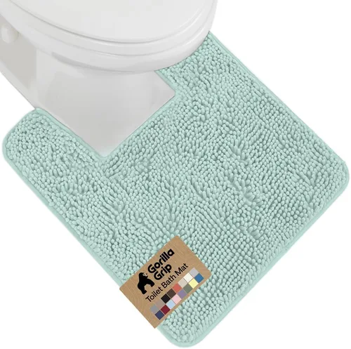 Miniatura 18 de Gorilla Grip - Tapete de baño afelpado, absorbente, peludo, de felpilla, para base de inodoro cuadrada, reverso de goma, suave, de microfibra, claro
