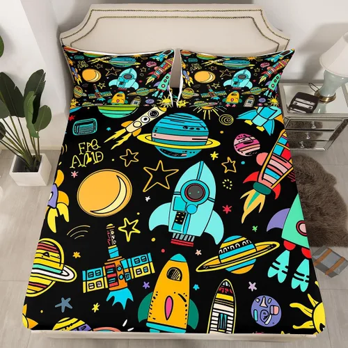 Miniatura 30 de Juego de ropa de cama ajustable con fórmula informática para niños y niños, diseño de geometría de acuarela, números, fórmula matemática, juego
