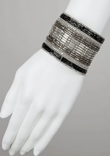 Miniatura 5 de SPUNKYsoul - Brazalete para mujer, acero inoxidable, NegroPlateado, cuff-bracelets-arc