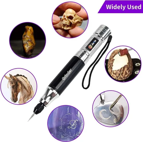 Miniatura 6 de Bolígrafo de grabado, kit de herramientas de grabado eléctrico portátil, máquina grabadora recargable para metal, vidrio, madera, cuero, joyería