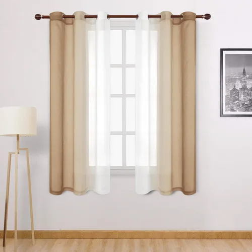 Miniatura 79 de DWCN Cortinas Transparentes de Lino Sintético Negro Degradado Ombré - Cortinas Semi Transparentes de Gasa con Ojales en la Parte Superior