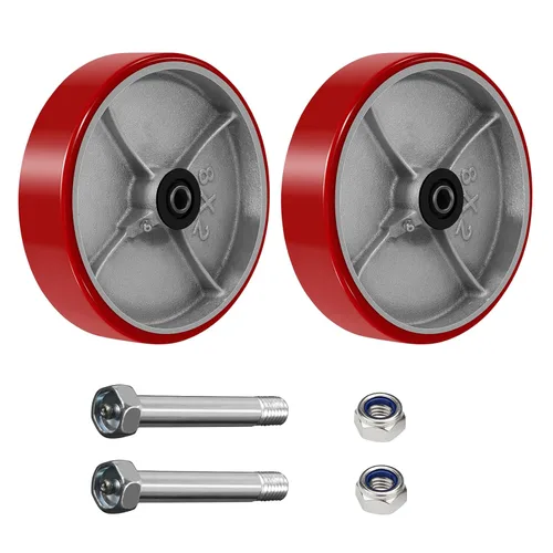 Miniatura 31 de Ruedas giratorias de repuesto de 6 x 2 pulgadas, rueda de hierro fundido de acero, resistente, capacidad de 1200 libras por rueda, orificio de 1/2