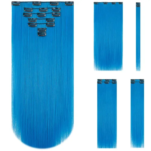 Miniatura 38 de SYXLCYGG Extensiones de cabello rubio, 2 unidades, extensiones de cabello con clip de 22 pulgadas, 5 onzas, lacio, sintético, esponjoso, rubio