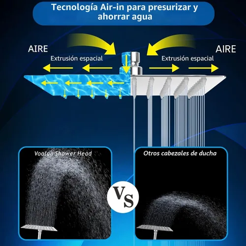 Miniatura 4 de Voolan - Regadera grande tipo lluvia de 12 pulgadas, de acero inoxidable 304, reemplazo perfecto para tu regadera de baño (12 pulgadas, cromado)