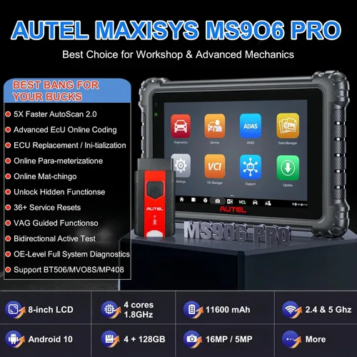 Miniatura 2 de Autel Escáner de diagnóstico MaxiSys MS906 Pro OBD2, codificación ECU, más de 3000 pruebas activas, servicio de más de 40 años, herramienta