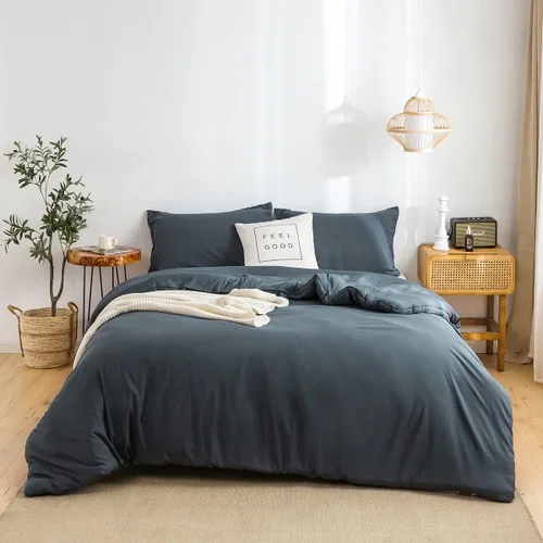 Miniatura 60 de COTTEBED Juego de edredón ultrasuave para cama King, para uso en todas las estaciones, peso ligero con microfibra de algodón lavado cálida y Verde