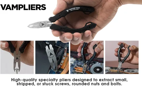 Miniatura 4 de VAMPLIERS Juego de 3 alicates extractores de tornillos fabricados en Japón: Linesman de 8", nariz larga de 7.5" y mini alicates extractor