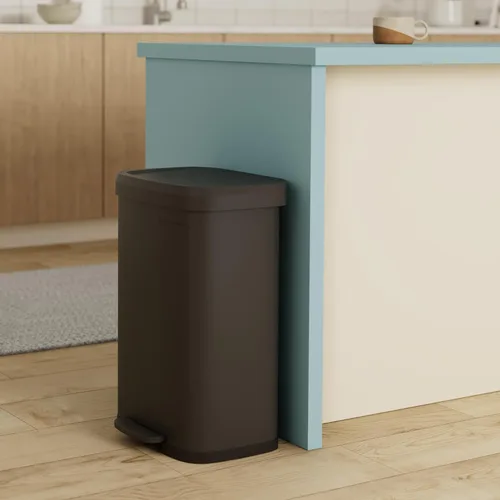 Miniatura 2 de SONGMICS Cubo de basura para cocina, 13 galones (50 L) de acero inoxidable, con tapa que permanece abierta y pedal para pisar, cierre suave, alto