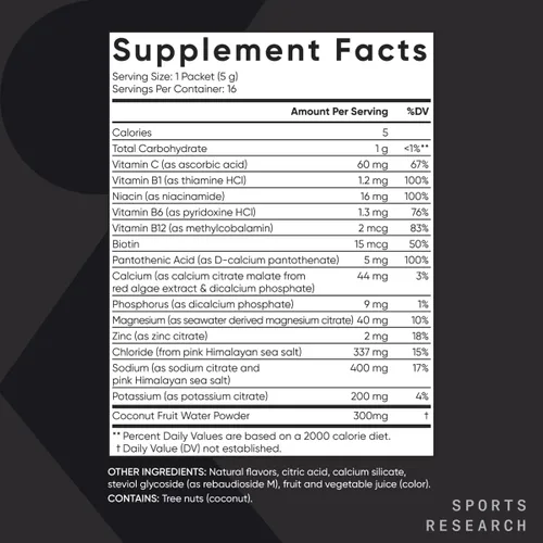 Miniatura 8 de Sports Research® Hydrate Paquetes de Polvo de Electrolitos - Sin Azúcar y con Sabor Natural con Vitaminas, Minerales y Agua de Coco - Apoya