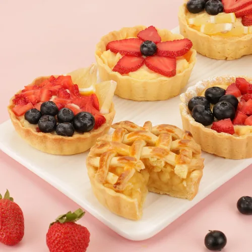Miniatura 7 de Juego de mini sartenes para tartas de 1 pulgada de profundidad, 6 sartenes de 3.6 pulgadas con parte inferior extraíble y bandeja para tartas