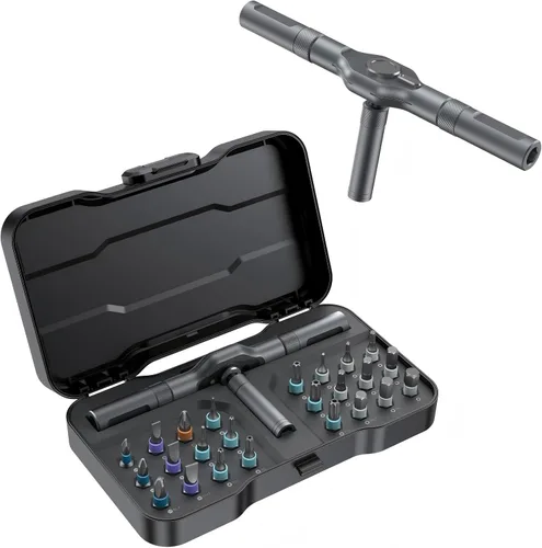 DYLIFE Juego de destornilladores magnéticos 24 en 1, kit de herramientas de precisión autoensamblable con mango de trinquete mini extraíble DIY, kit