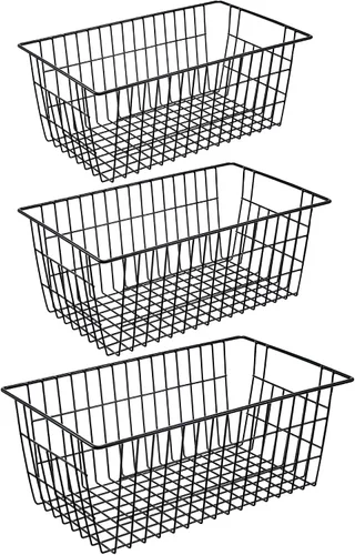 Miniatura 12 de iPEGTOP Cestas de alambre para congelador, juego de 3 contenedores de almacenamiento de 13.4 pulgadas, canastas de almacenamiento para congelador