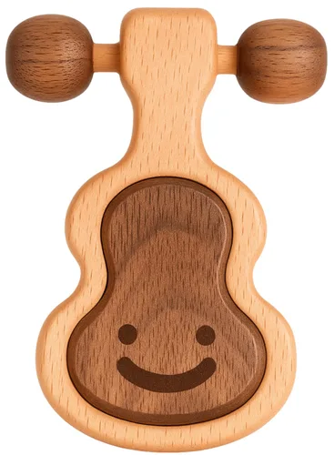 HippoToys - Sonajero de madera hecho a mano | Juguete de dentición natural | Juguete de desarrollo sensorial Montessori | Juguete orgánico no tóxico