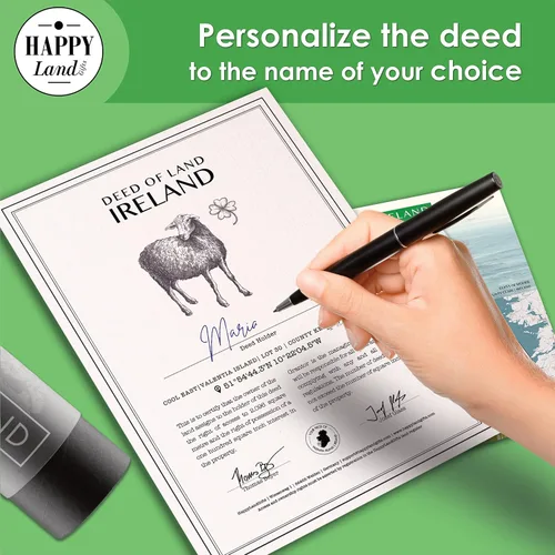 Miniatura 6 de happylandgifts Real Piece of Land - Irlanda Regalo inusual para familiares y amigos Certificado personalizado de propietario de tierras