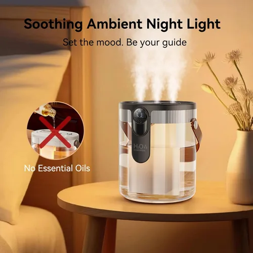 Miniatura 6 de KIMMOO Humidificador portátil recargable de llenado superior, humidificadores inteligentes para dormitorio, luz nocturna, humidificador de niebla